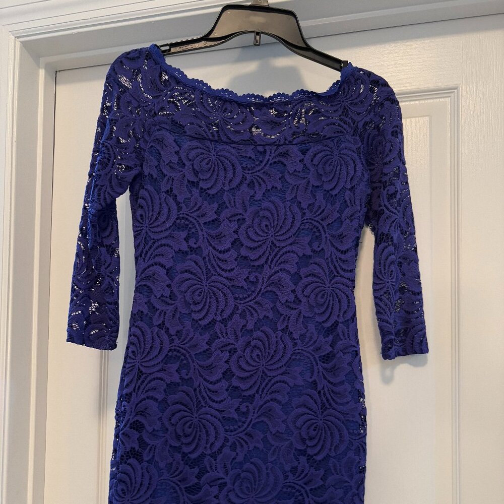 Elegant Women's Blue Lace Dress - Size Small - Worn Once